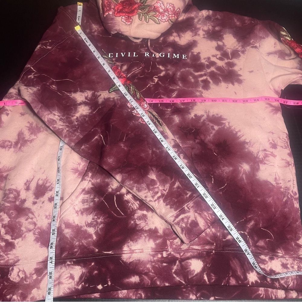BNWT CIVIL REGIME CRANBERRY MARBLE WASH LARGE MENS UNISEX TIE DYE HOODIE - Picture 10 of 16